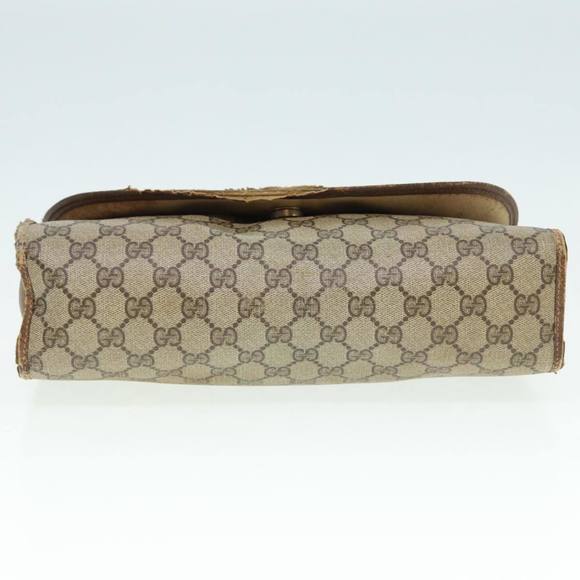 GUCCI GG Supreme Web Sherry Line Clutch Bag PVC Beige Red 89 01 031 Auth 89507 - Picture 6 of 16